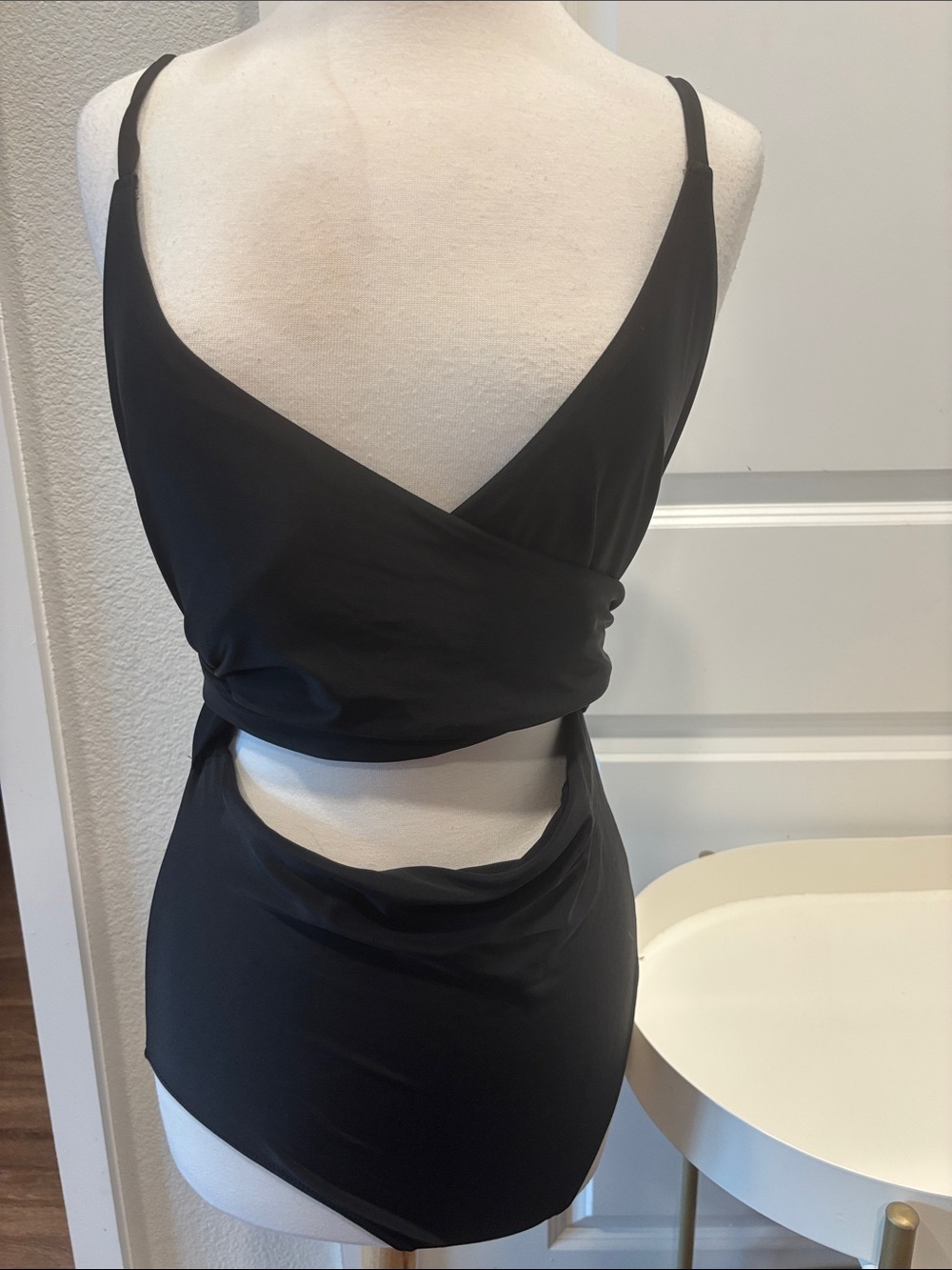 EUC aerie Black Wrap One-Piece Swimsuit